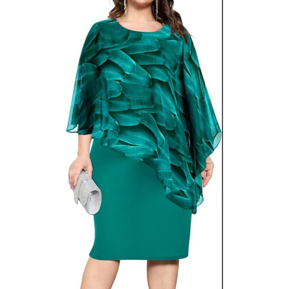 Kim Curvy Cocktail with‎ Chiffon Overlay Dress Sz 24W